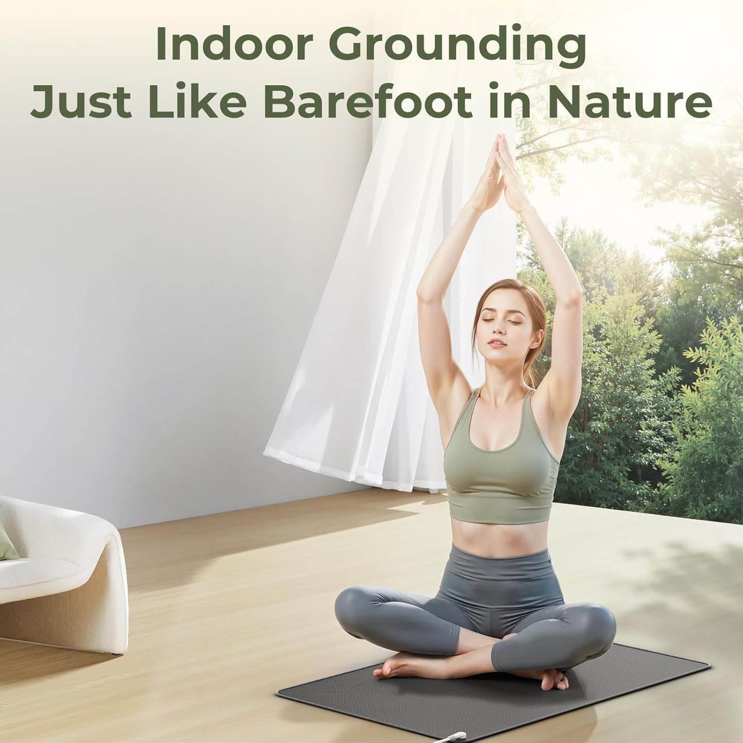 Grounding Mat for Bed,Grounding Pad for Stress, Pain, Inflammation& Wellness Support,Indoor Grounding Mat at Home,Office. 15Ft Cord & Extra Conductive Test Pen Included.(26.8x10inch)