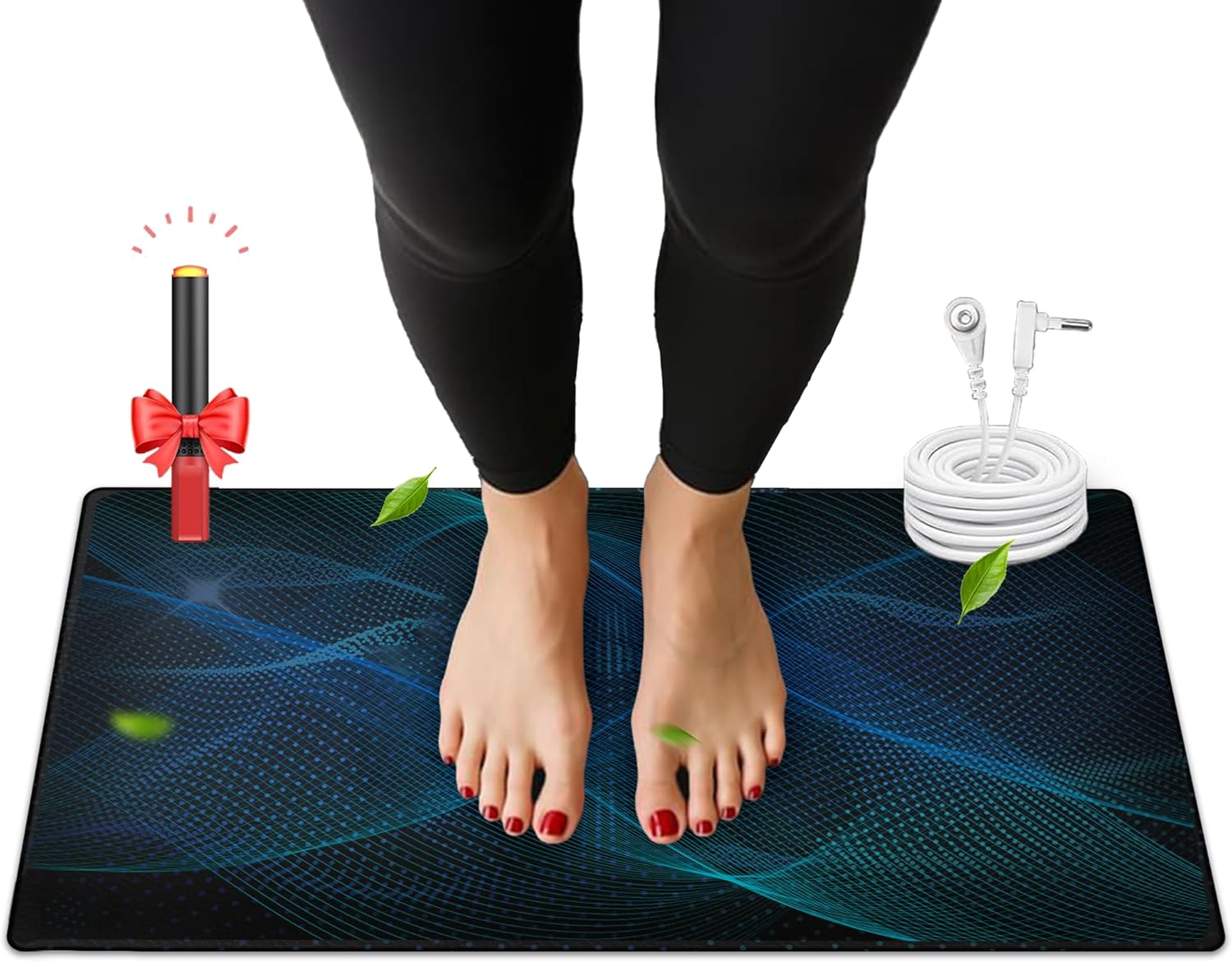 Grounding Mat for Bed,Grounding Pad for Stress, Pain, Inflammation& Wellness Support,Indoor Grounding Mat at Home,Office. 15Ft Cord & Extra Conductive Test Pen Included.(26.8x10inch)